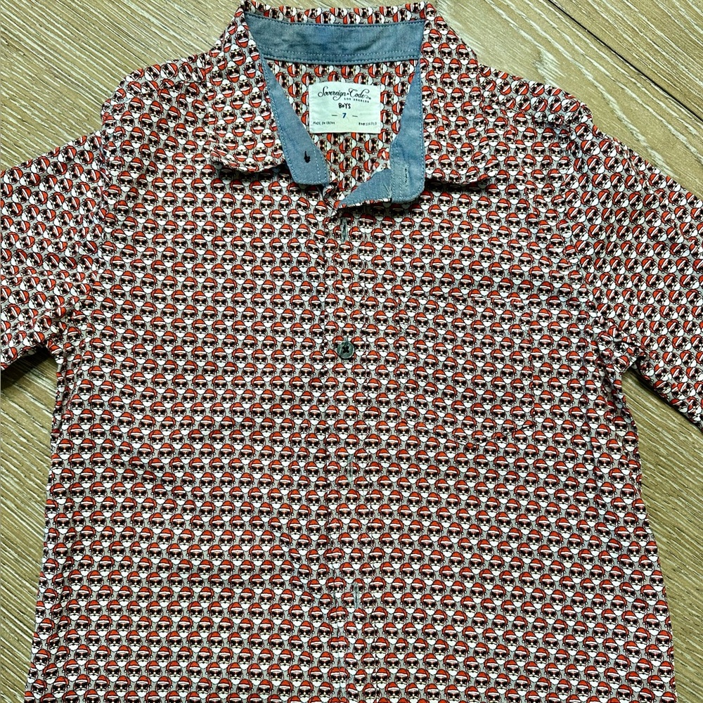 Sovereign Code Red Santa Kids button down Shirt(Festive and fun! 🎄)